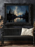 Gothic vampire castle canvas poster under a starry sky