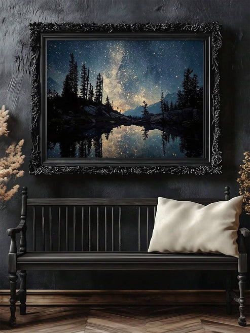 Victorian vampire castle starry forest Dark Academia canvas poster