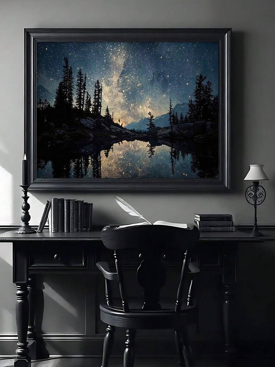 Vampire castle poster with dark forest and night sky theme