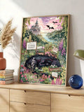 Whimsical castle and dragon canvas poster