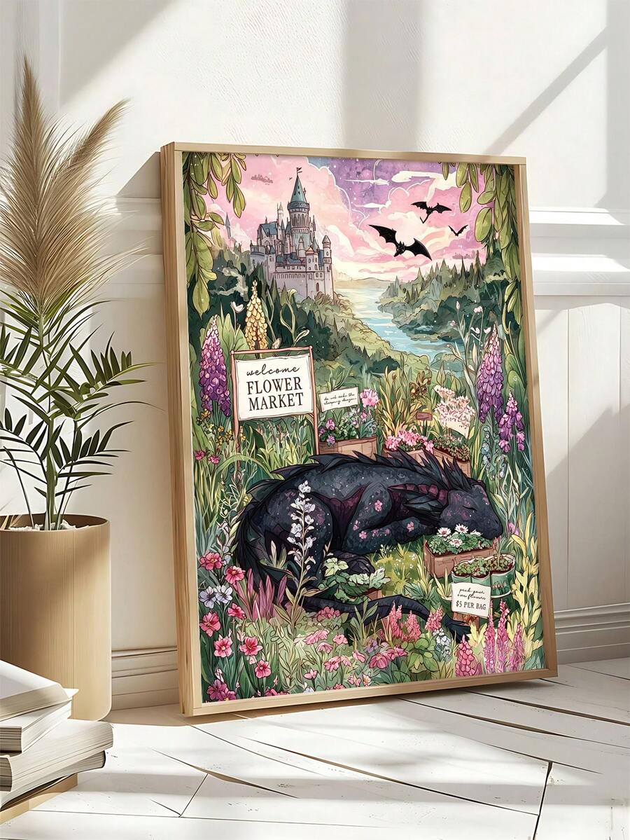 Emerald lavender fantasy bookish wall decor
