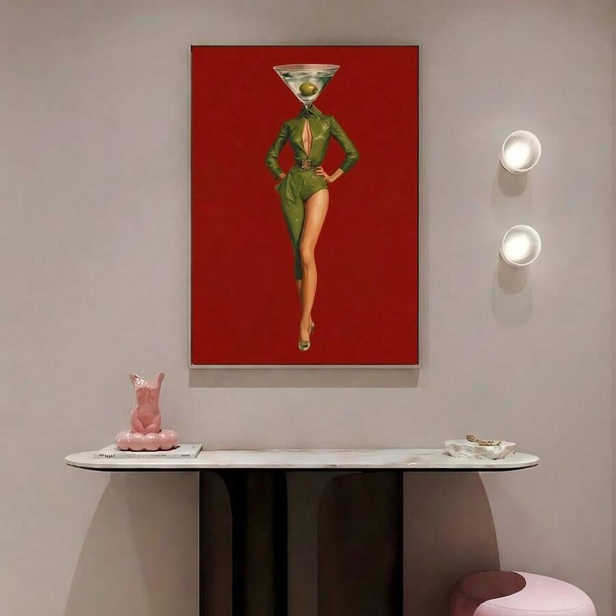 Fashion wall art with glam retro surrealist cocktail style