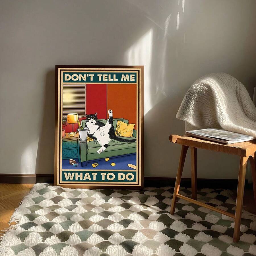 Retro cat wall art saying Don t Tell Me What To Do