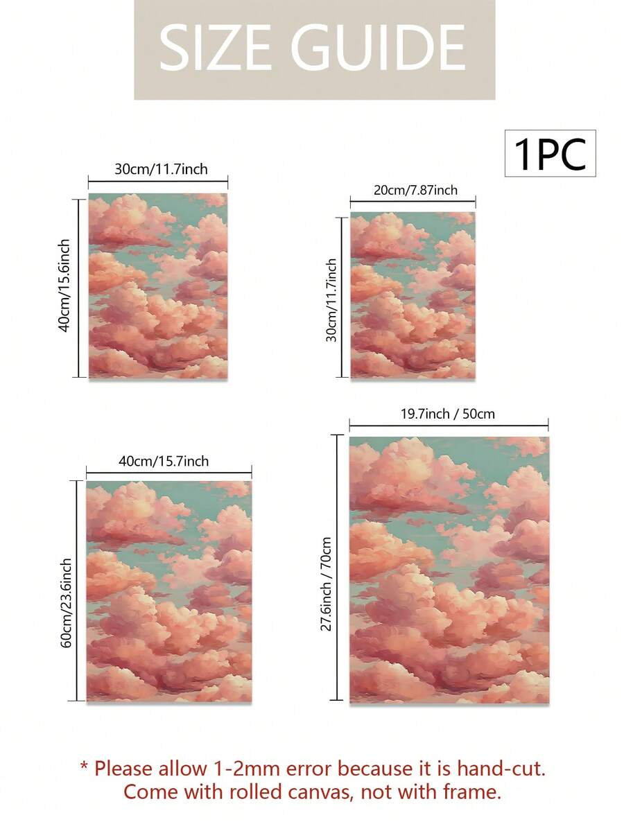 Pink Cloud Sky Oil Painting Vintage Sky Landscape Canvas Poster