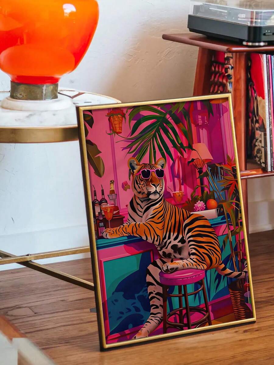 Pink jungle pop-art cocktail poster