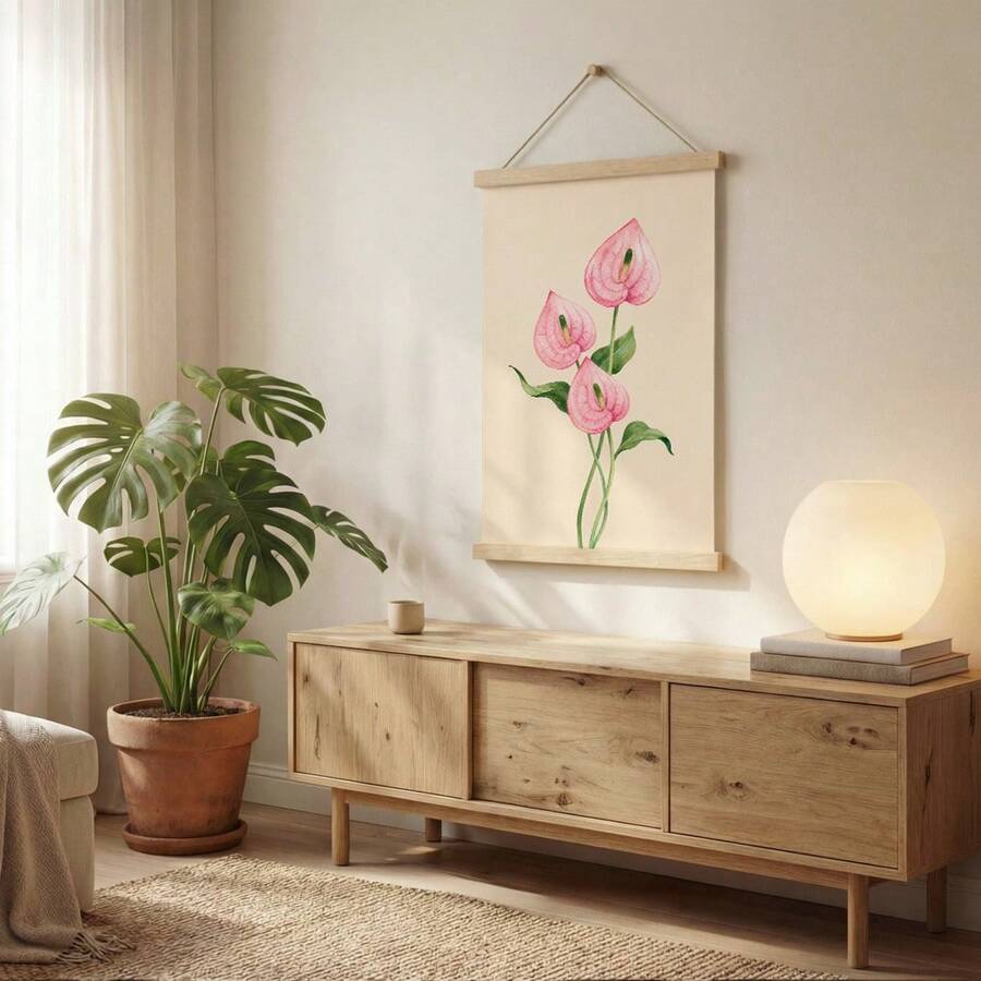 Pink flower art for bedroom living room or gallery wall