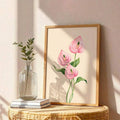 Danish pastel wall art with minimalist botanical style