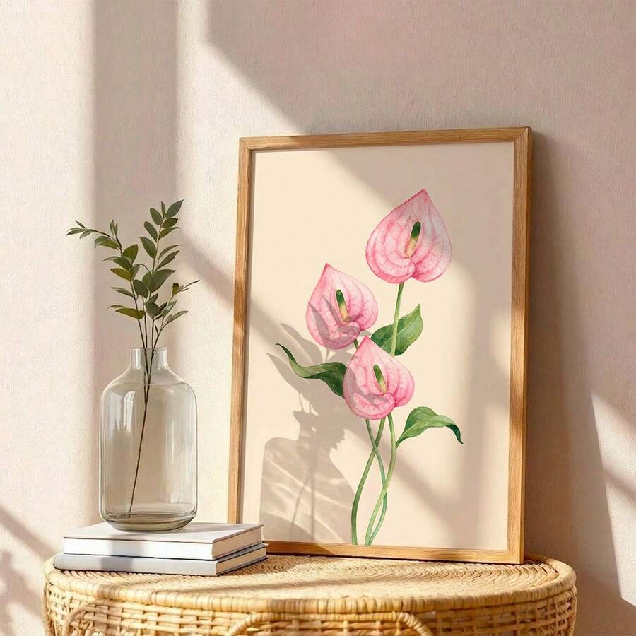 Danish pastel wall art with minimalist botanical style