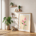 Tropical flower print with soft Scandinavian decor look
