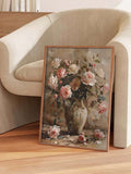 Romantic rose and peony canvas poster in muted neutral tones