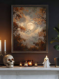 Flying bats autumn forest canvas poster