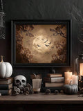 Painterly moonlit bats art for a mantel