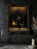 Moonlit gothic witch canvas poster