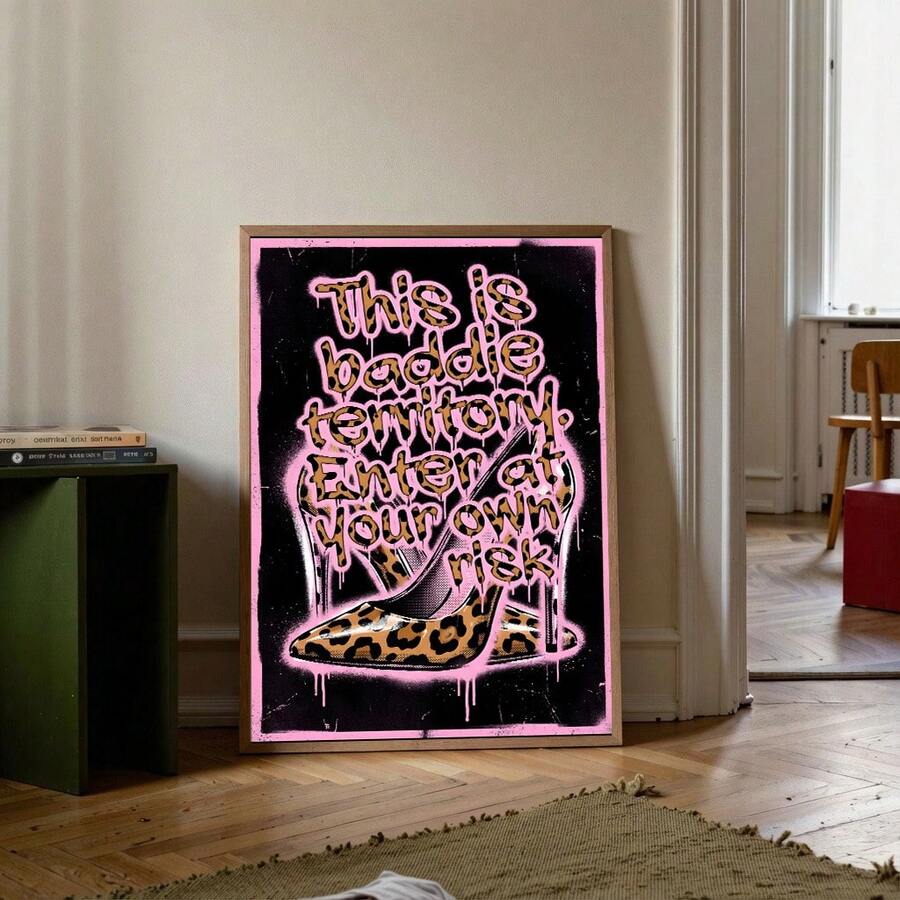 Pink retro wall art set shown with available poster sizes and combinations