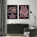 Pink retro leopard pattern canvas poster with bold statement typography