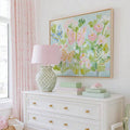 Bright floral butterfly wall art in grandmillennial preppy style