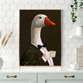 Funny goose butler artwork on bright modern kitchen counter