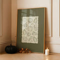 Pumpkin Fall Theme Rustic Line Art Olive Green Minimalist Canvas Poster 