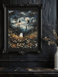 Moody magical forest canvas wall art with gothic botanical detail