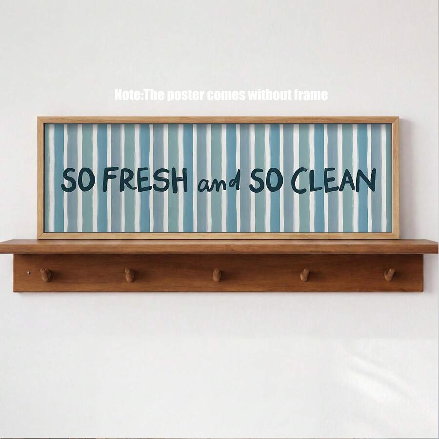 Playful clean-living wall art in navy blue and light teal