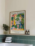 Funny Alligator On Toilet Matisse Style Bathroom Canvas Poster