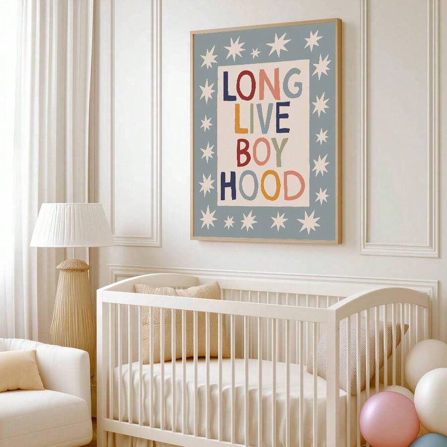 Scandinavian quote wall art for playful boys room