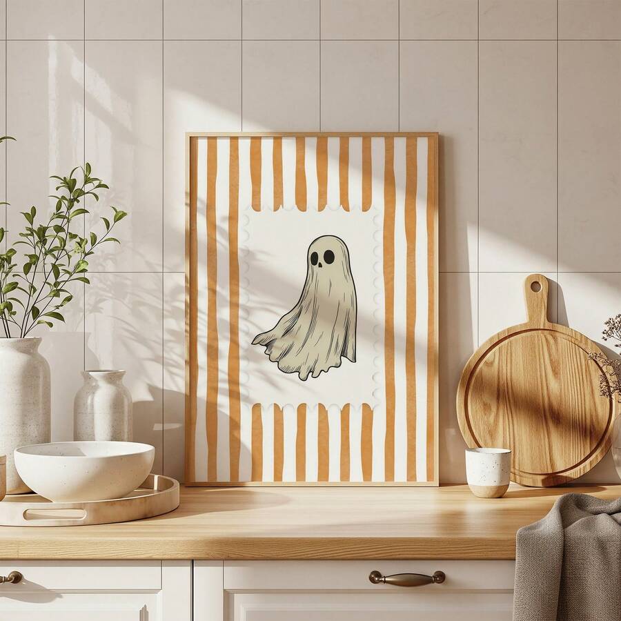 Cartoon ghost artwork for a kitchen or children’s room