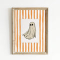 Playful spooky ghost canvas poster in orange and cream