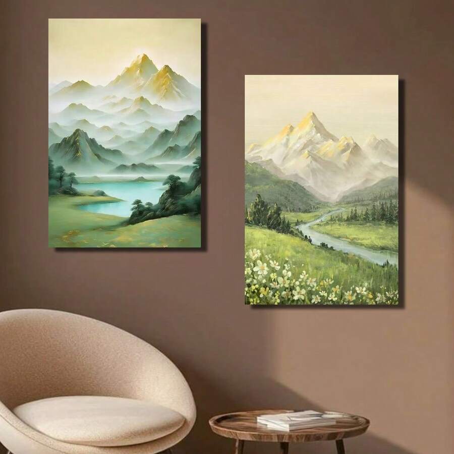 Three framed nature prints above a cream sofa in a calm neutral living room