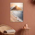 Lake and alpine valley canvas pair styled beside a cream chair and wood table