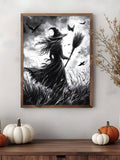 Framed abstract plant canvas displayed above a living room console
