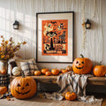 Halloween Trick Or Treat Pumpkin Witch Vintage Canvas Poster