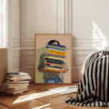 Bookworm reader portrait styled in bright modern bedroom