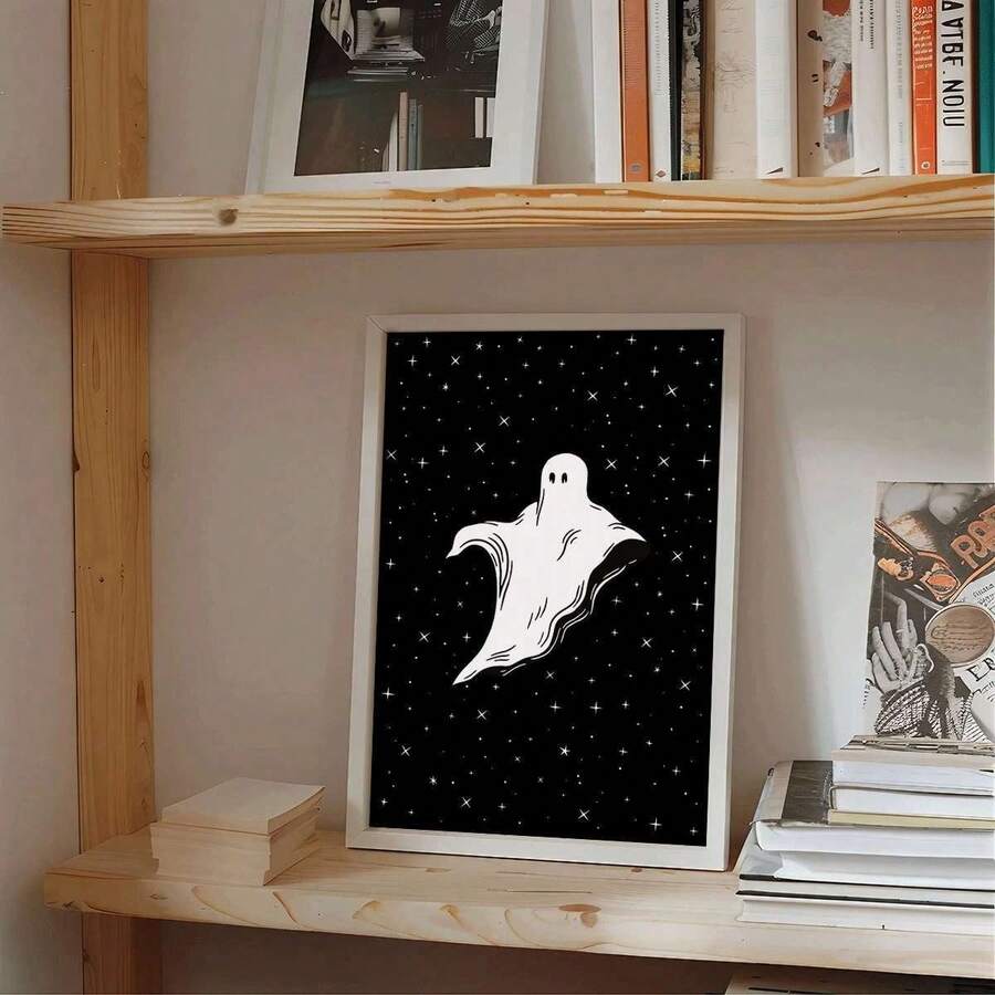 Spooky Ghost & Stars Living Room & Bedroom Canvas Poster