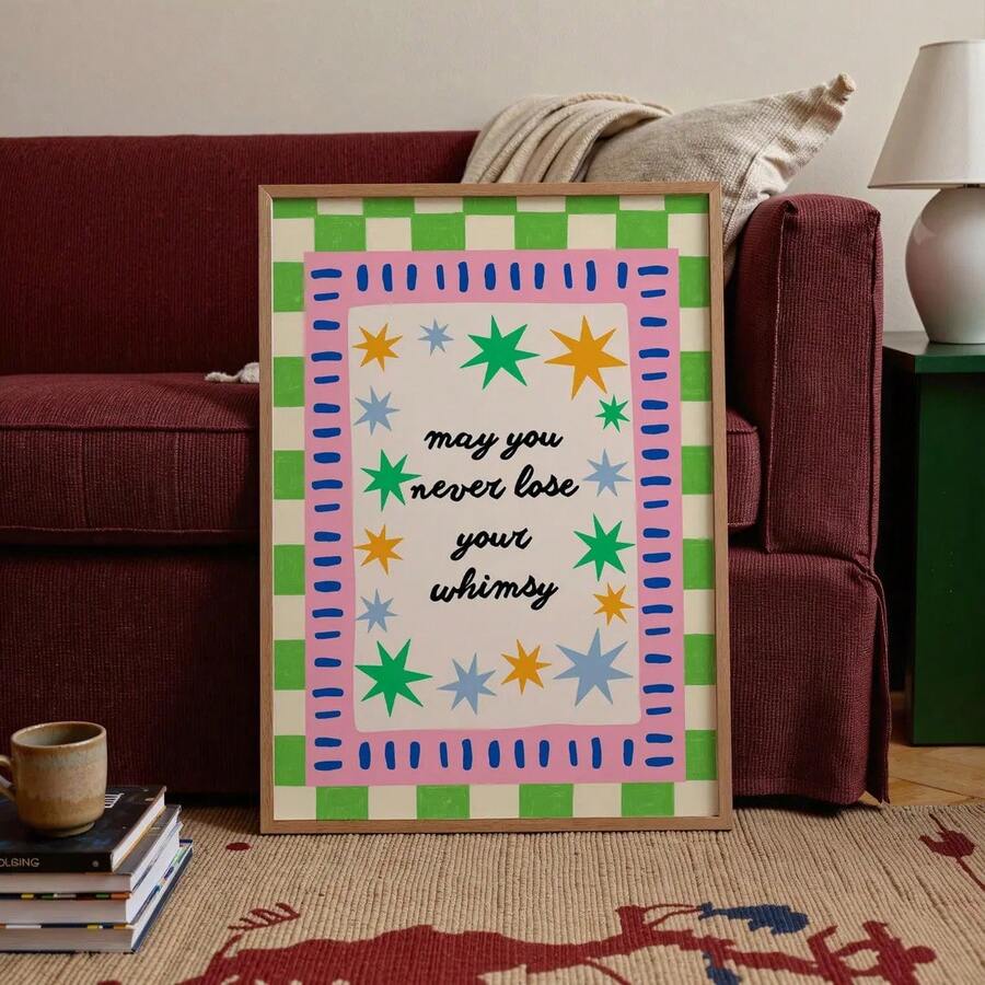 Uplifting nursery poster shown as modern room decor
