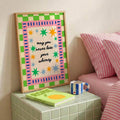 Framed cute quote canvas art with botanical accents