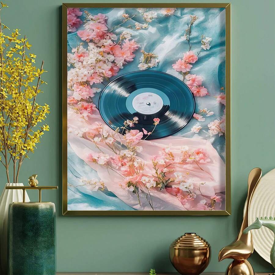 Pastel floral poster in a gold or black frame