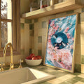 Oil painting style vinyl record and blossom wall art