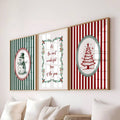 Three-piece snowman tree and holiday quote canvas wall art set