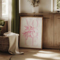 Blush pink bedroom art styled as soft glam botanical print