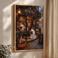 Ghosts reading books in a gothic autumn poster