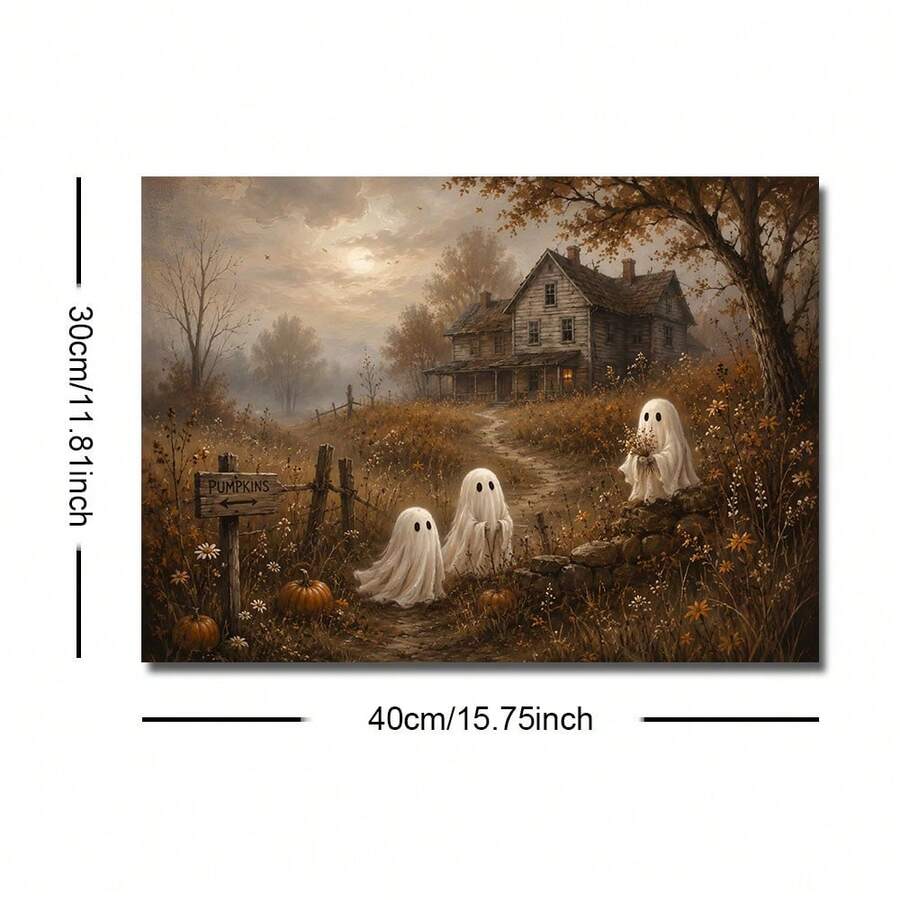 Landscape size guide for ghost cottage artwork in 40 by 30 cm