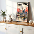 Brooklyn Bridge retro travel poster