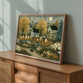 Rustic gothic ghost and cat canvas decor