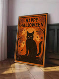 Retro ghost and jack-o-lantern wall art for seasonal home decor