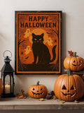 Size and frame options for vintage Halloween canvas poster artwork