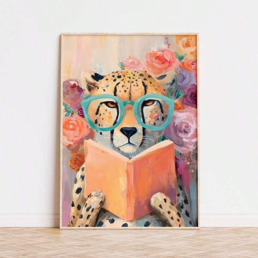 Colorful animal art for a study or library
