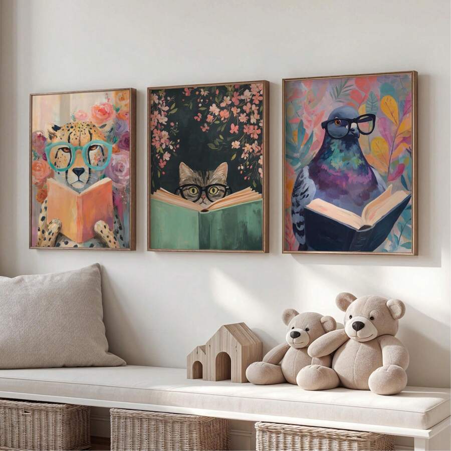 Glasses pigeon cat cheetah canvas poster