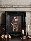 Dark skull with blooming flowers canvas artwork