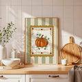 Autumn harvest wall art styled in a farmhouse kitchen